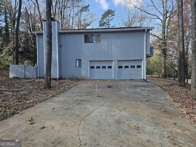 exterior space featuring a garage