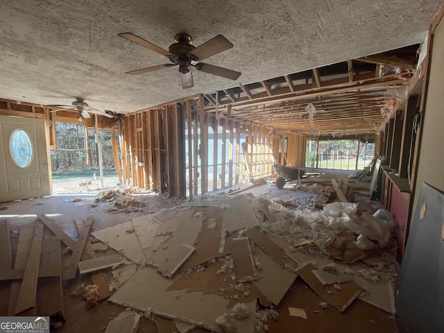 misc room with ceiling fan