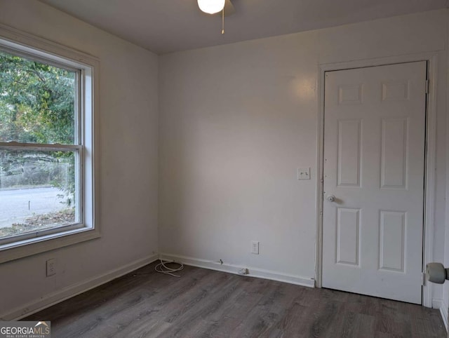 empty room featuring dark wood-type flooring