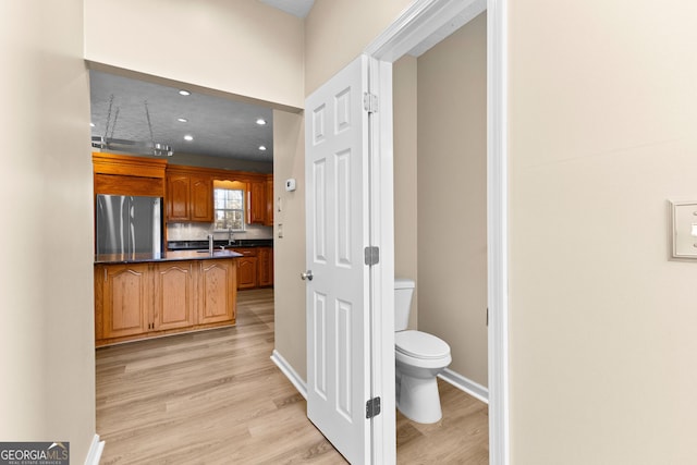 interior space with light hardwood / wood-style floors