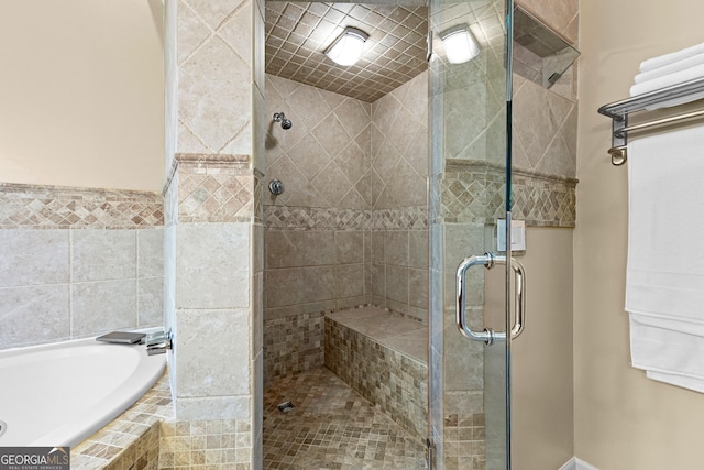 bathroom with plus walk in shower