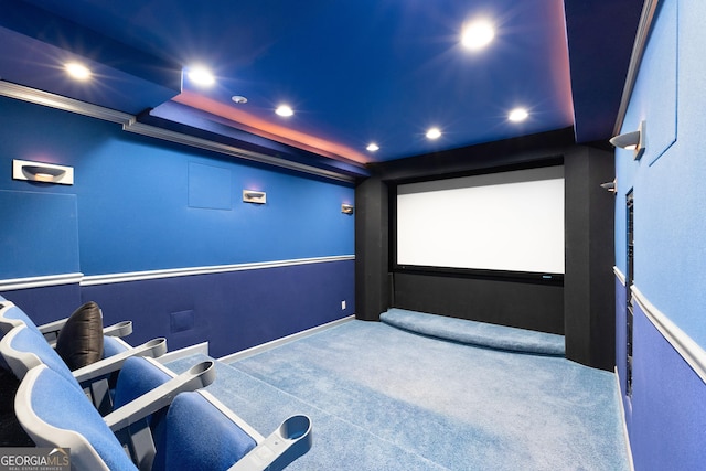 view of carpeted cinema room