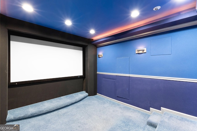 view of carpeted home theater