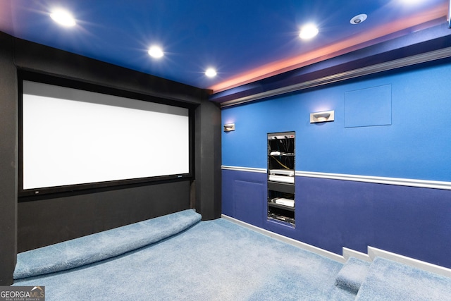 view of carpeted cinema room