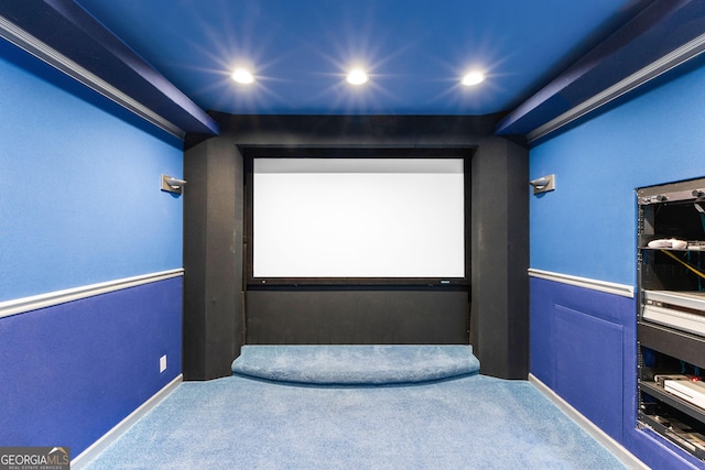 view of carpeted cinema room