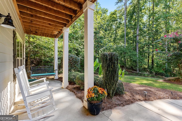 view of patio with a porch