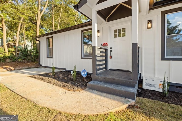 view of exterior entry with crawl space