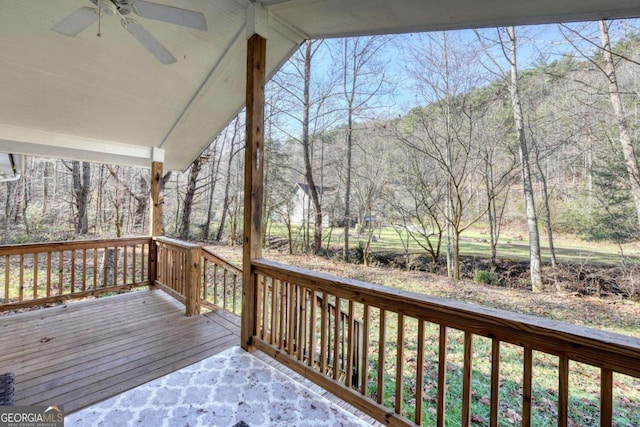 deck featuring ceiling fan