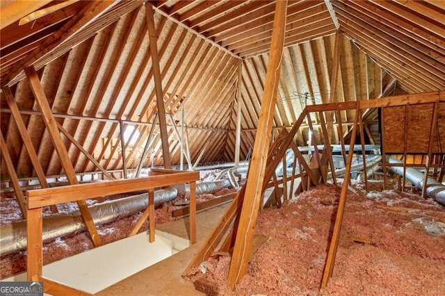 view of unfinished attic