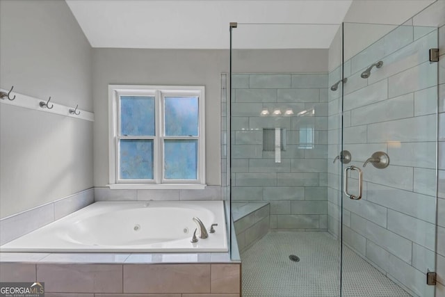 bathroom with plus walk in shower