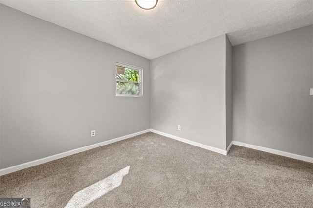 empty room featuring a textured ceiling and carpet flooring