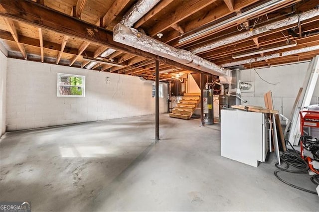 basement with water heater