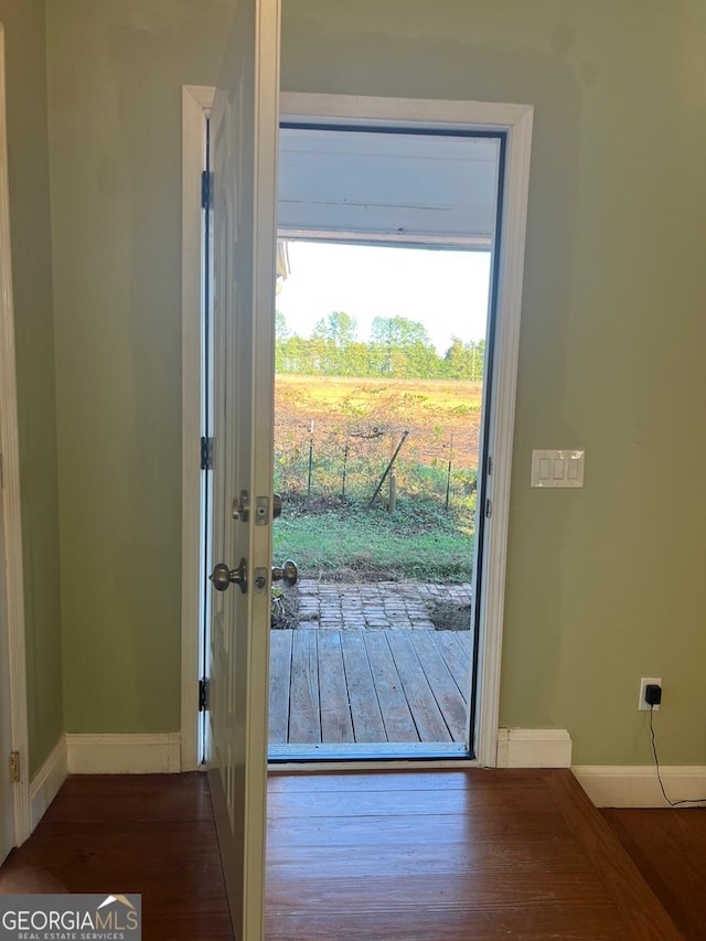 entryway featuring dark wood-type flooring