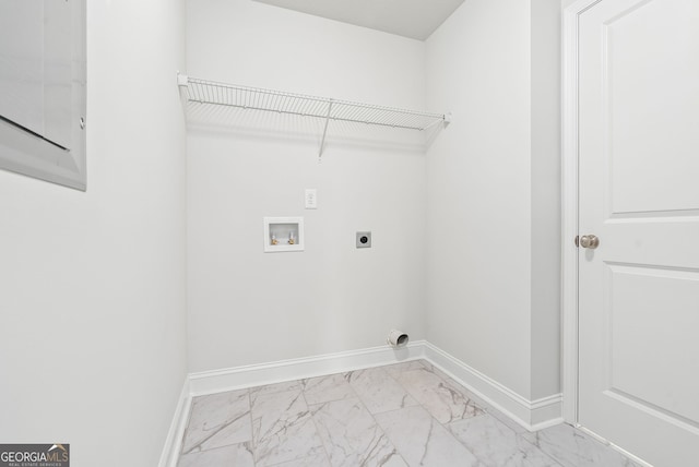 553 Lago Ct, Lagrange, GA 30241 - laundry area with laundry area, electric dryer hookup, baseboards, hookup for a washing machine, and marble finish floor
