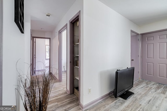 hall featuring light hardwood / wood-style floors