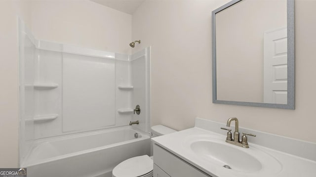 full bathroom with vanity, toilet, and shower / tub combination