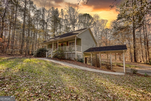 view of front of property with a porch