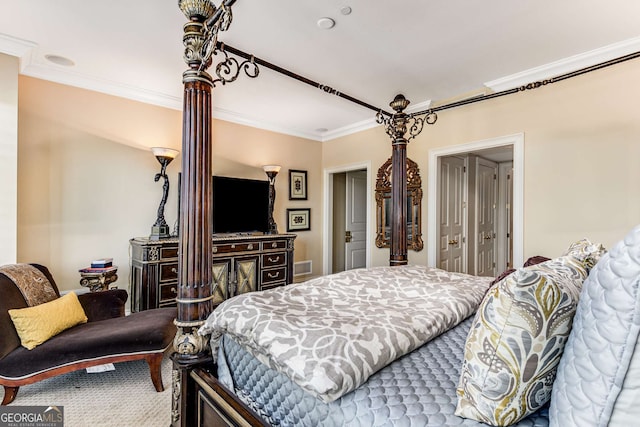 750 Park Ave NE Unit 8E, Atlanta, GA 30326 - bedroom with ornamental molding and carpet floors