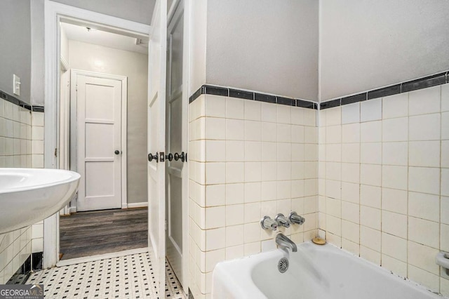 bathroom featuring hardwood / wood-style floors