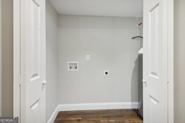 washroom with washer hookup, dark hardwood / wood-style floors, and electric dryer hookup