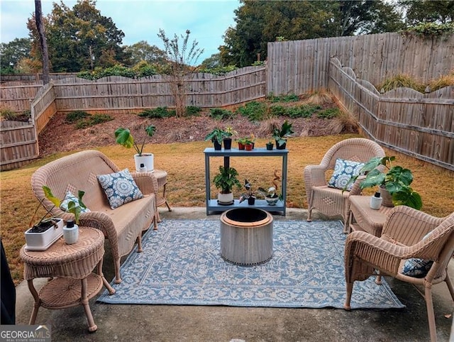 view of patio featuring an outdoor living space