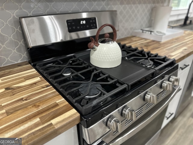 interior details featuring stainless steel gas stove