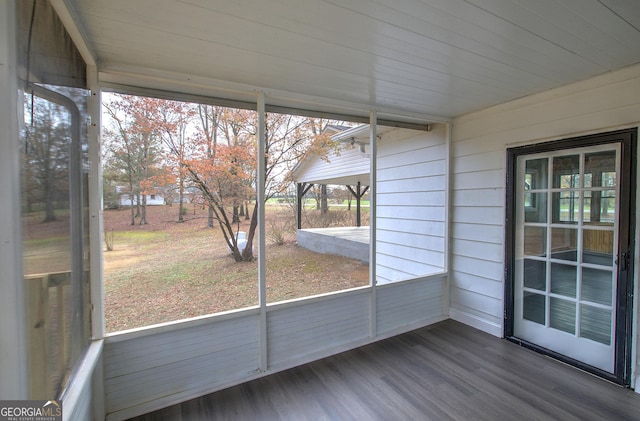 view of unfurnished sunroom