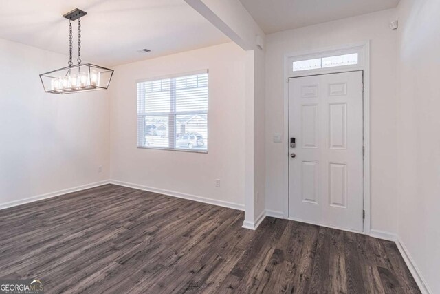 foyer featuring dark hardwood / wood-style floors and a healthy amount of sunlight