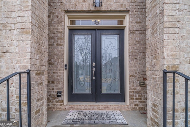 property entrance with french doors