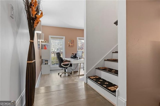 office featuring hardwood / wood-style flooring