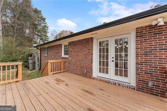 wooden terrace with french doors