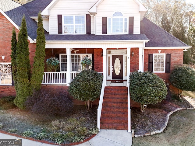 view of front of home with covered porch