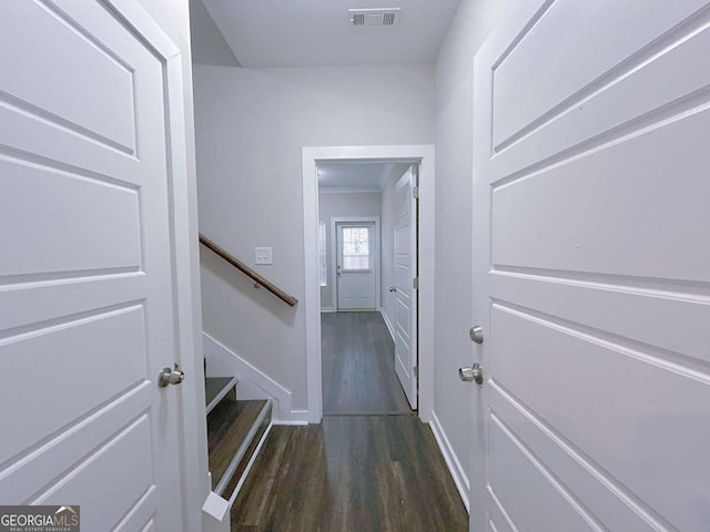 doorway to outside with dark hardwood / wood-style flooring