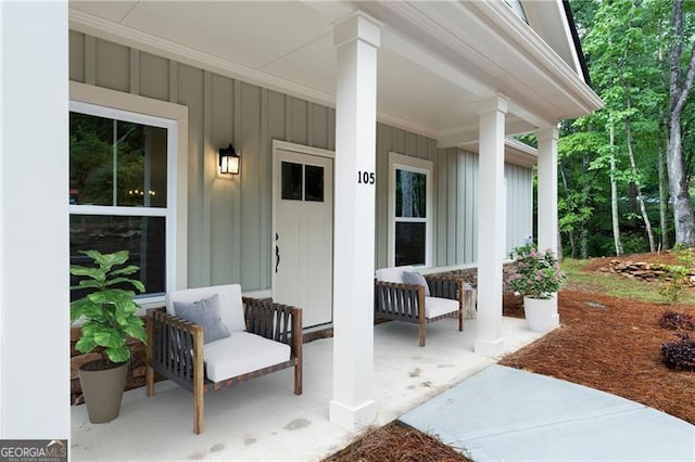 property entrance with a porch