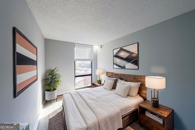 bedroom with a textured ceiling