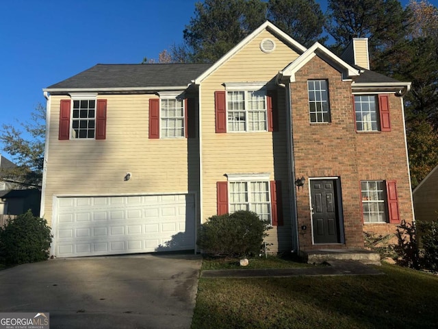 view of front facade featuring a garage