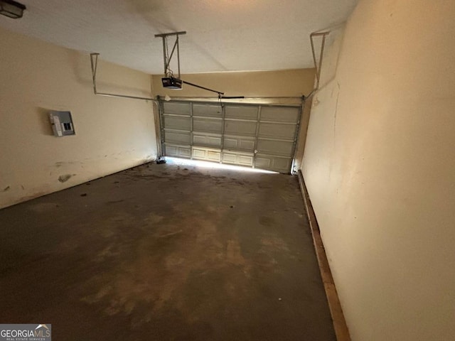 garage with a garage door opener