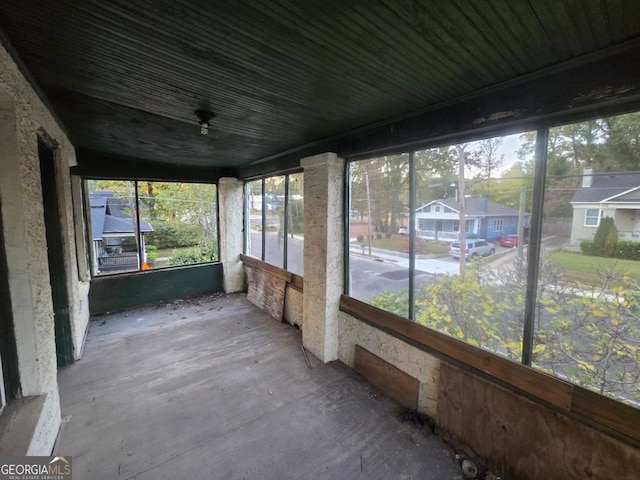 view of unfurnished sunroom