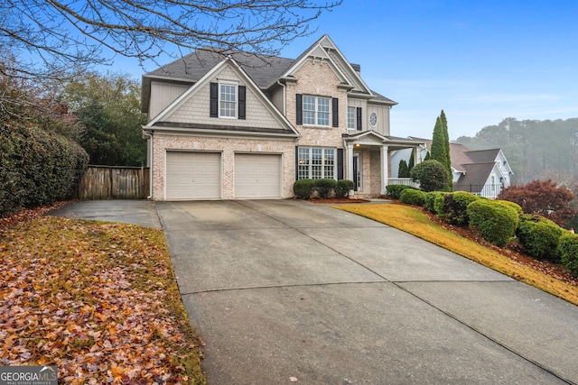 view of front of house with a garage