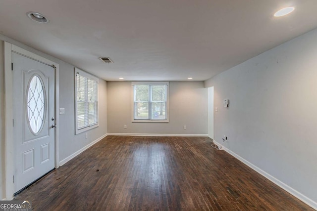 foyer featuring dark hardwood / wood-style floors