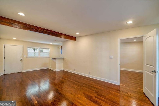 interior space with dark wood-type flooring