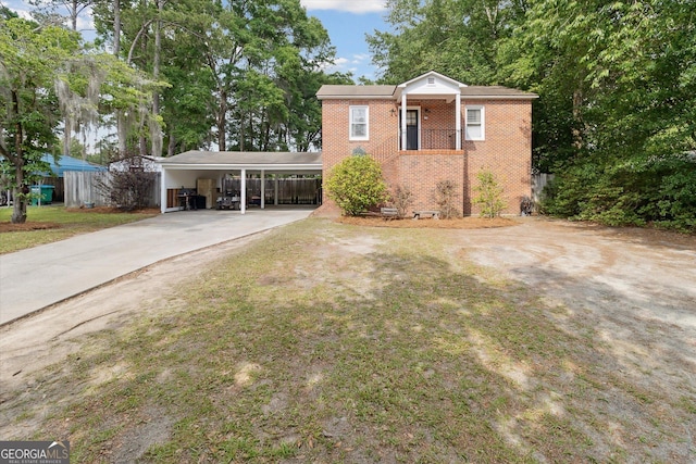 view of front of house with a carport