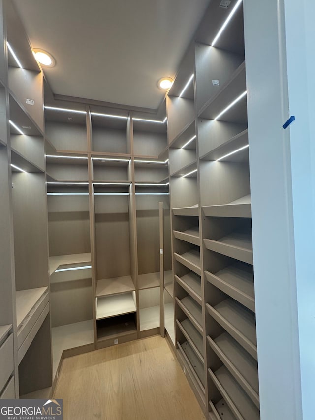 spacious closet with wood finished floors