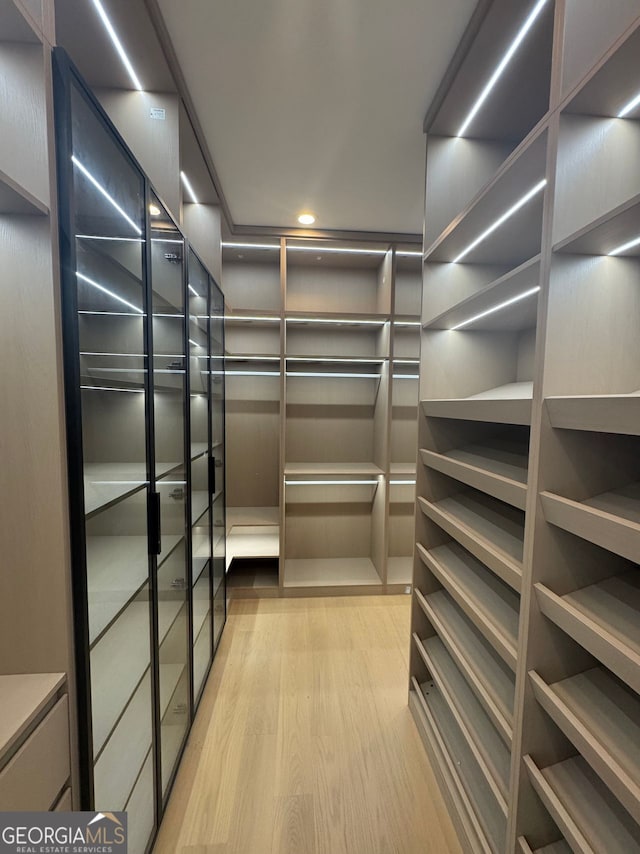 spacious closet with wood finished floors
