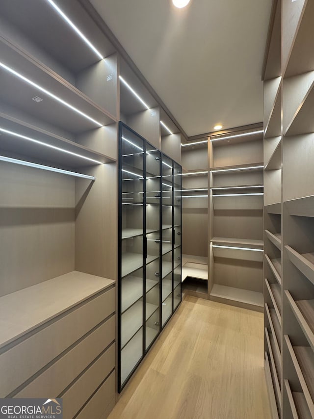 spacious closet with light wood finished floors