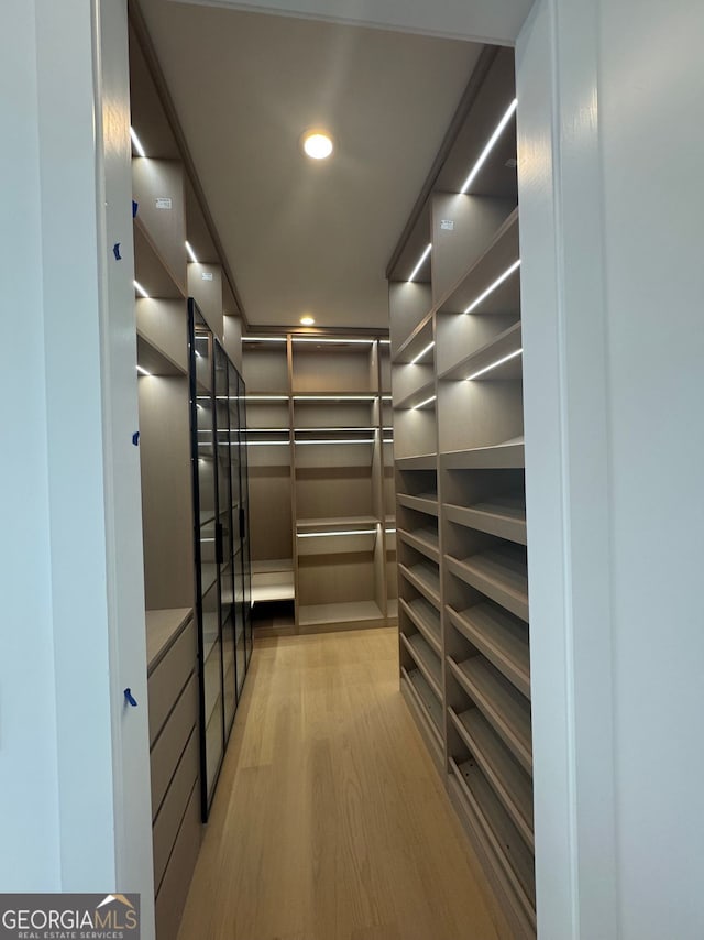 spacious closet featuring light wood-style floors