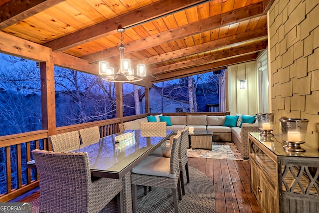 wooden deck featuring an outdoor hangout area