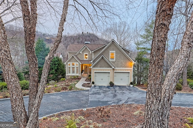 view of front of house with a garage