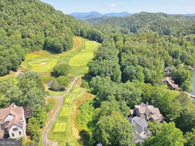 bird's eye view featuring a mountain view