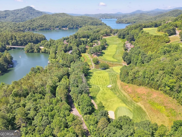 aerial view with a water and mountain view